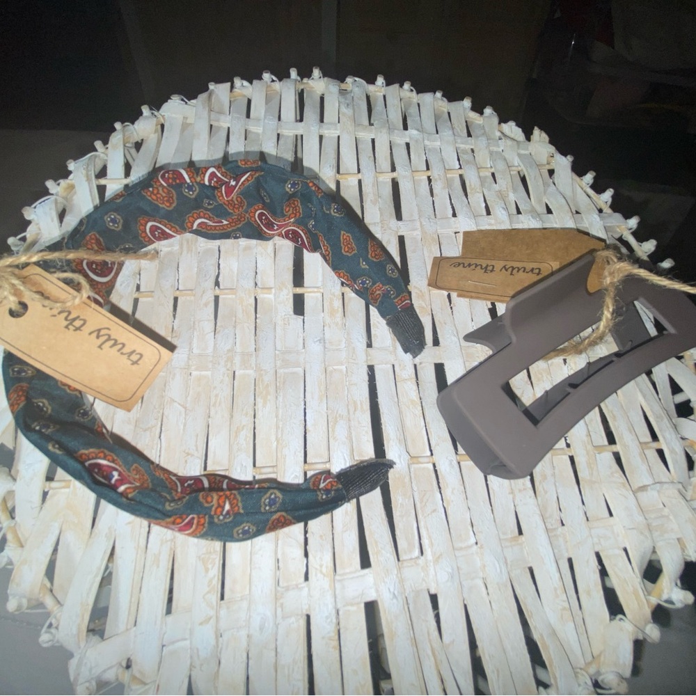 Paisley Headband and Brown Hair Clip Set